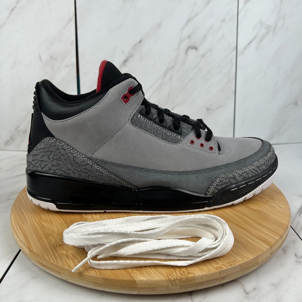 2011 Nike Air Jordan 3 Retro Stealth Mens Size 13 Gray Sneakers 136064-003
